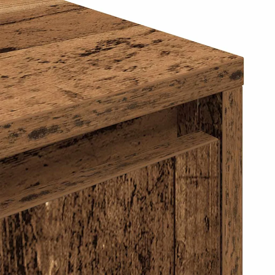 Tables de chevet avec lumières LED 2pcs vieux bois 38x34x50 cm - 14
