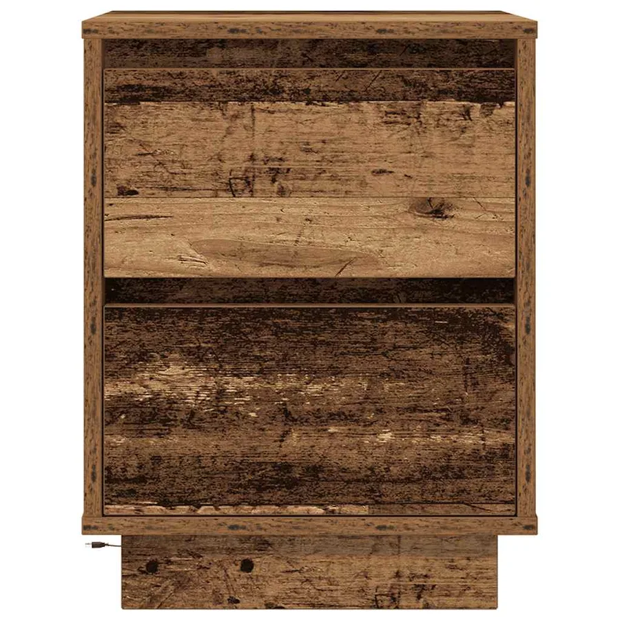 Tables de chevet avec lumières LED 2pcs vieux bois 38x34x50 cm - 9