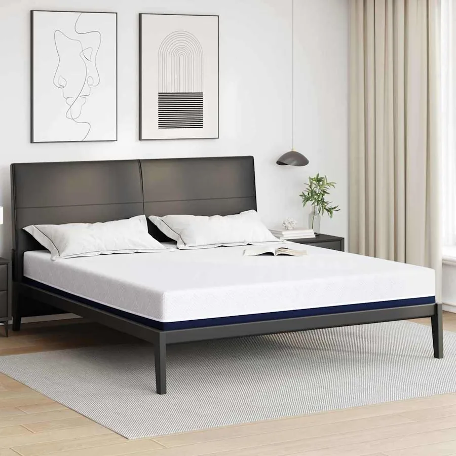 Matelas Blanc et Bleu 180 x 200 cm Tissu jacquard