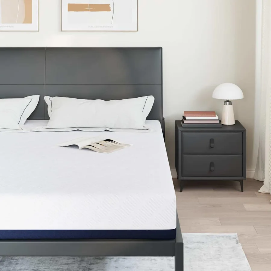 Matelas Blanc et Bleu 180 x 200 cm Tissu jacquard - 3