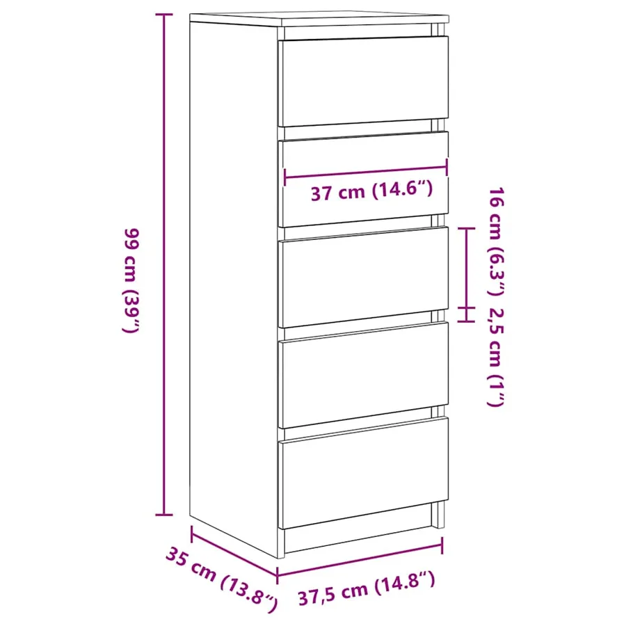 Buffet avec tiroirs chêne noir 37,5x35x99 cm bois d'ingénierie - 12