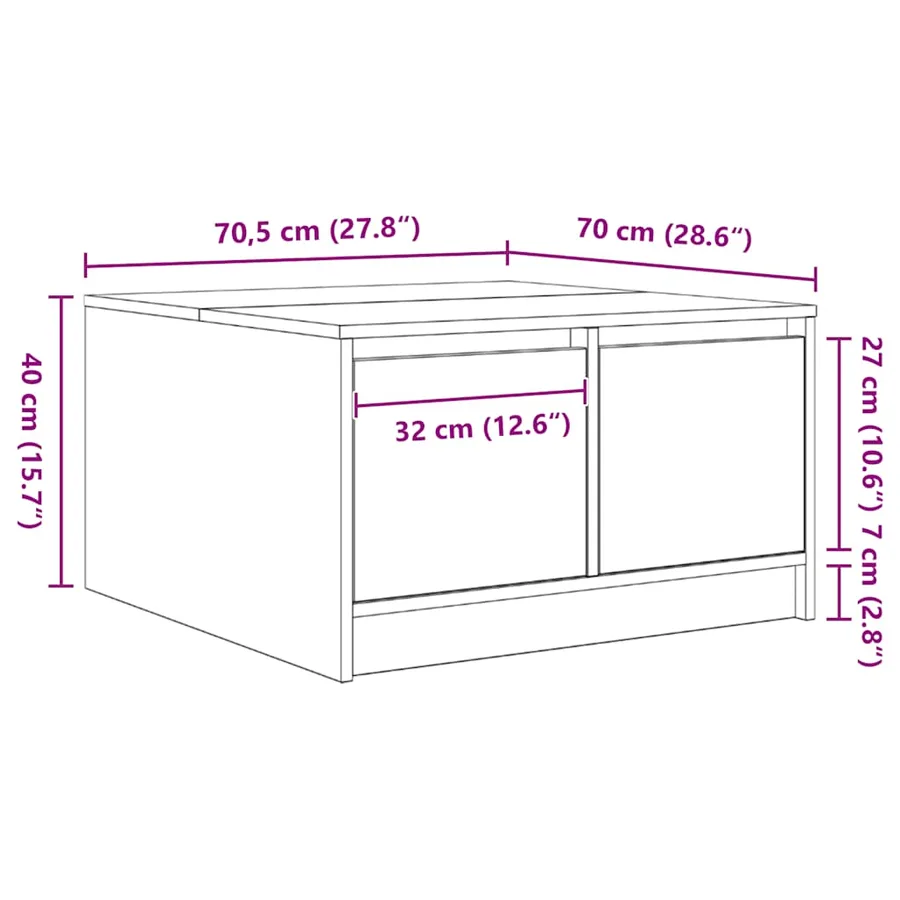 Table basse avec tiroirs blanc 70,5x70x40 cm - 13