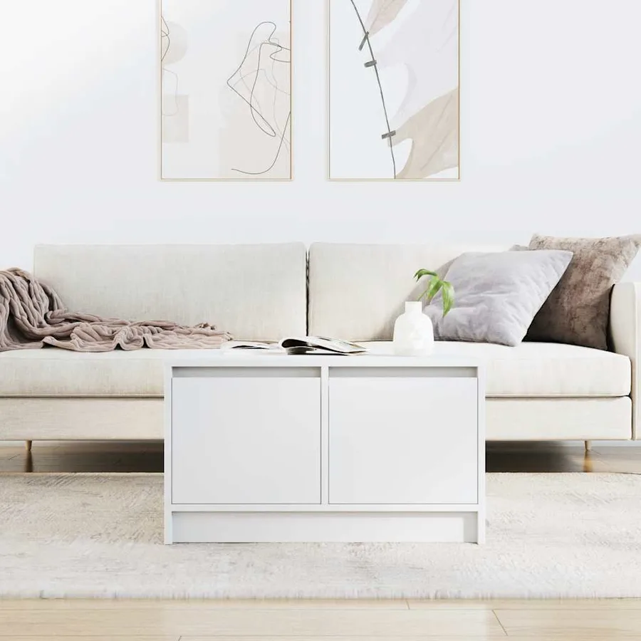 Table basse avec tiroirs blanc 70,5x70x40 cm - 3