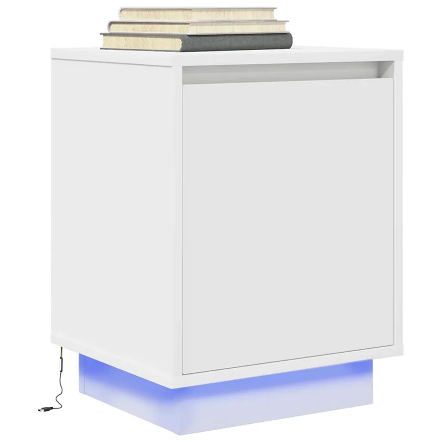 Tables de chevet avec lumières LED 2 pcs blanc 38x34x50 cm - 6