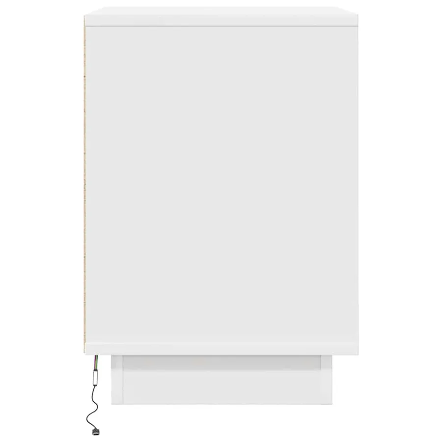 Tables de chevet avec lumières LED 2 pcs blanc 38x34x50 cm - 9
