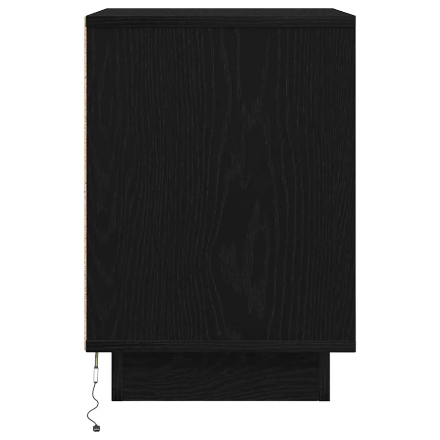 Table de chevet avec lumières LED noir 38x34x50 cm - 7