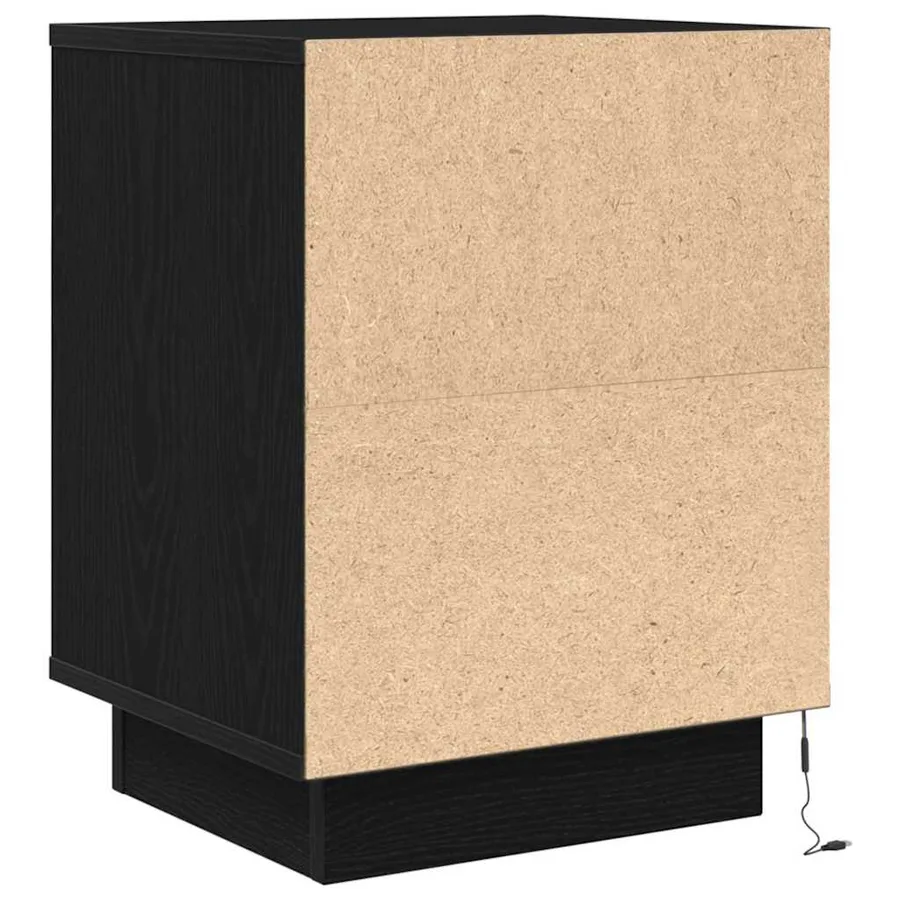 Table de chevet avec lumières LED noir 38x34x50 cm - 8