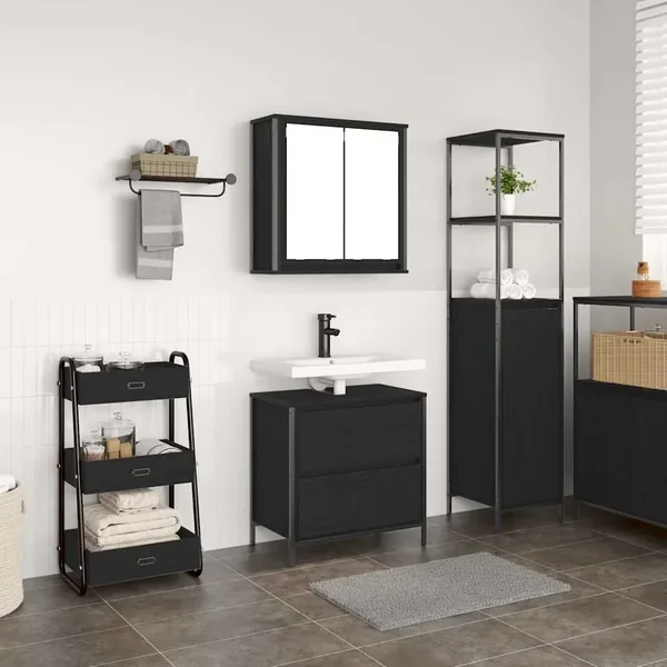 Ensemble de meubles de salle de bain 2 pcs en chêne noir et bois d'ingénierie