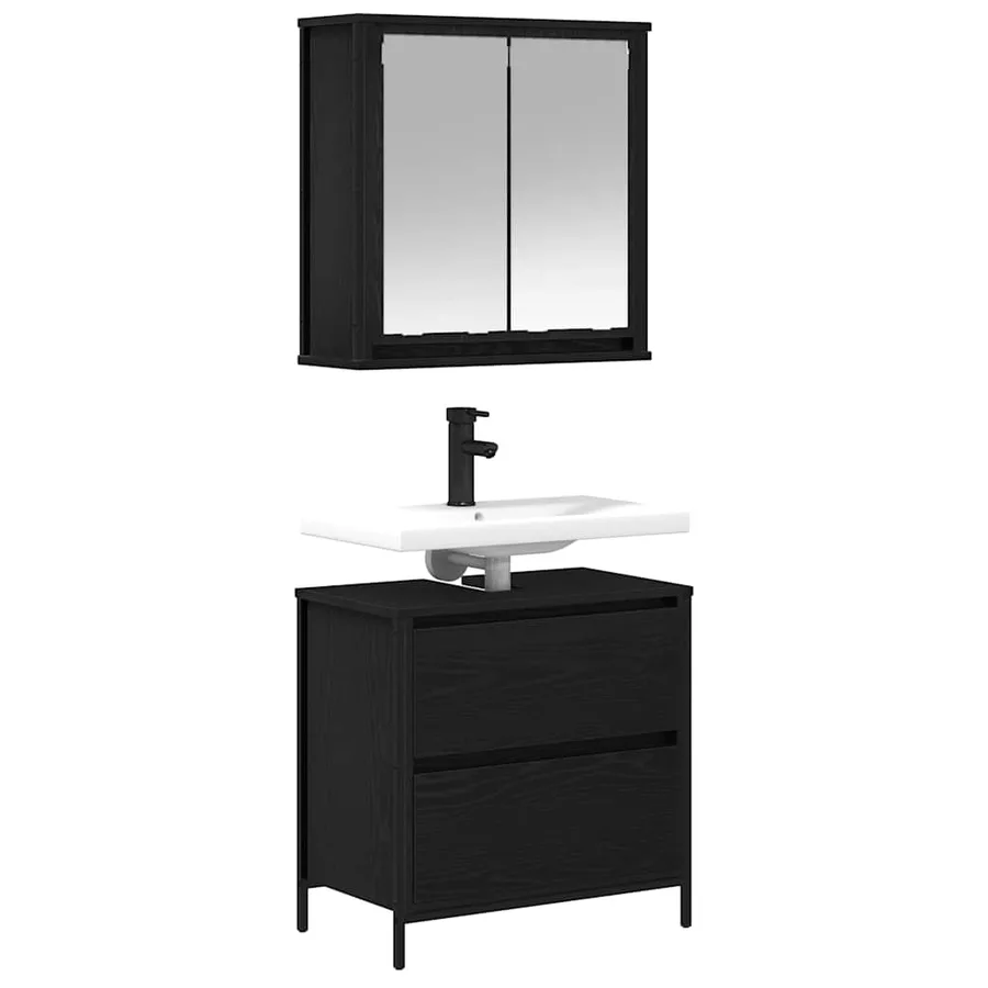 Ensemble de meubles de salle de bain 2 pcs en chêne noir et bois d'ingénierie - 7