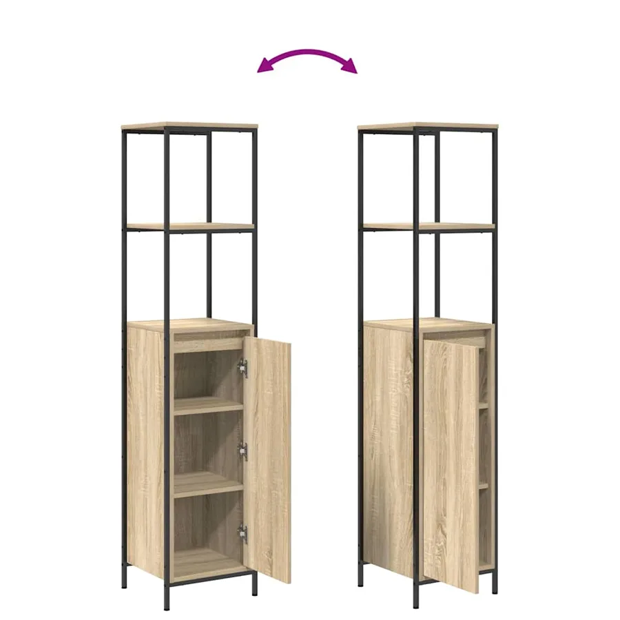Ensemble de mobilier de salle de bain avec étagère 5 pcs Beige - 12