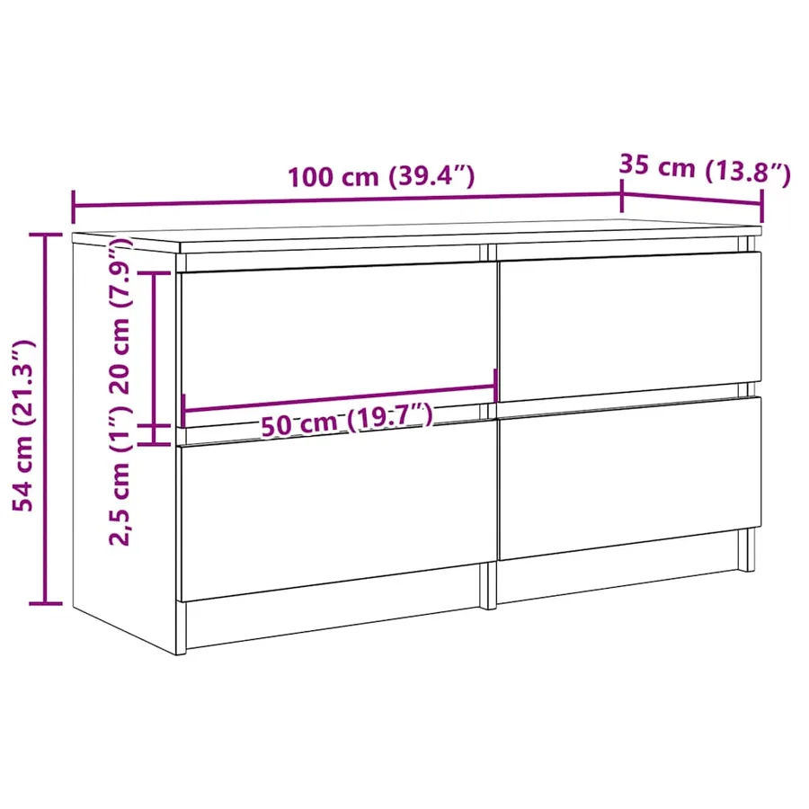 Meuble TV blanc 100x35x54 cm bois d'ingénierie - 12
