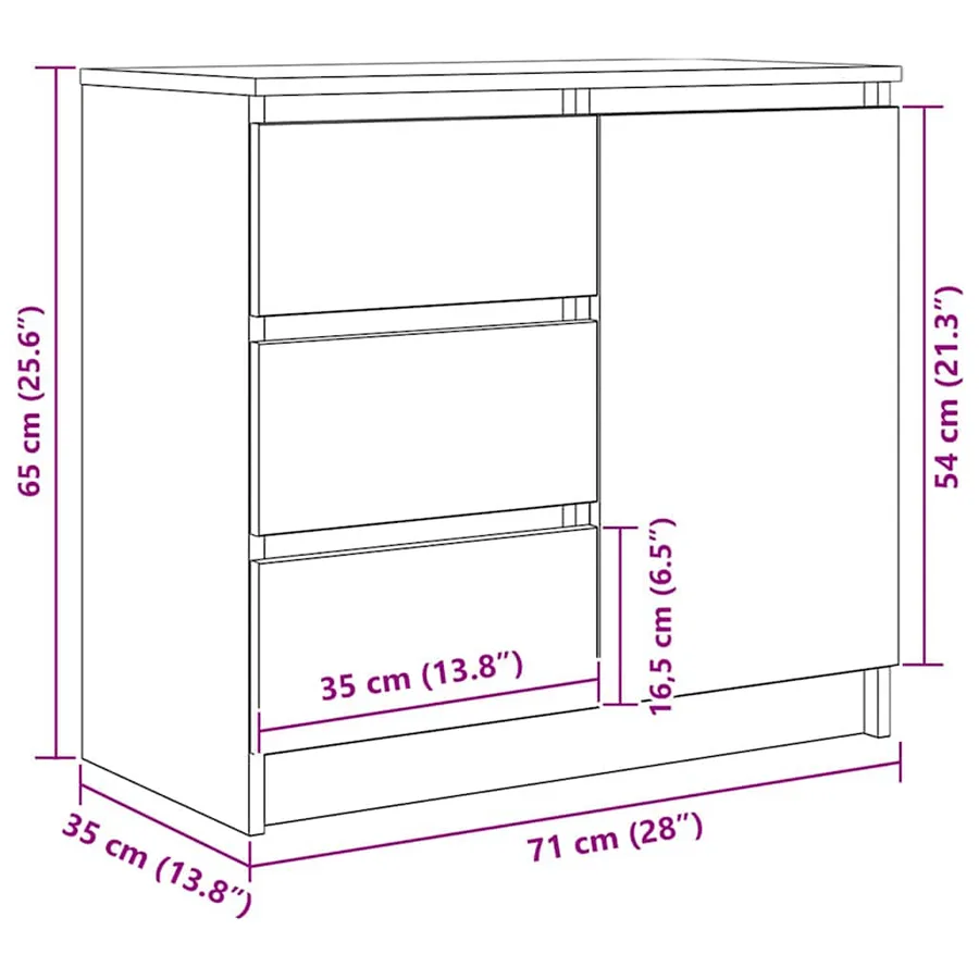 Buffet avec tiroir sonoma gris 71x35x65 cm bois d'ingénierie - 14