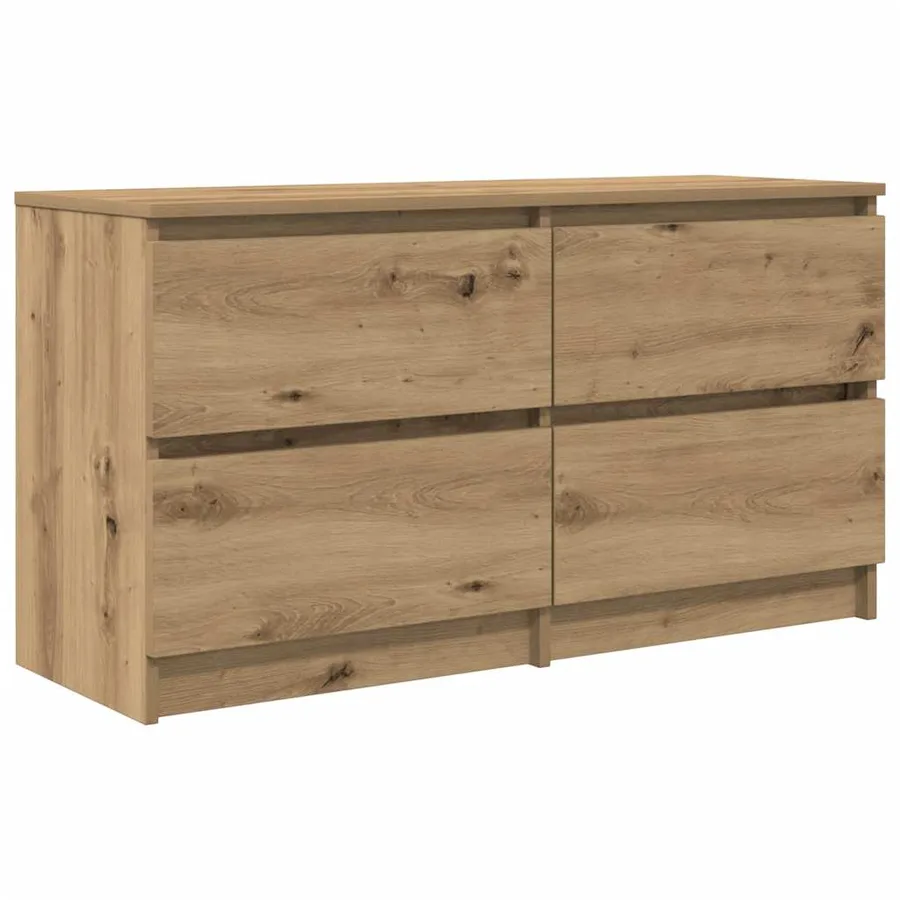 Meuble TV chêne artisanal 100x35x54 cm bois d'ingénierie - 2