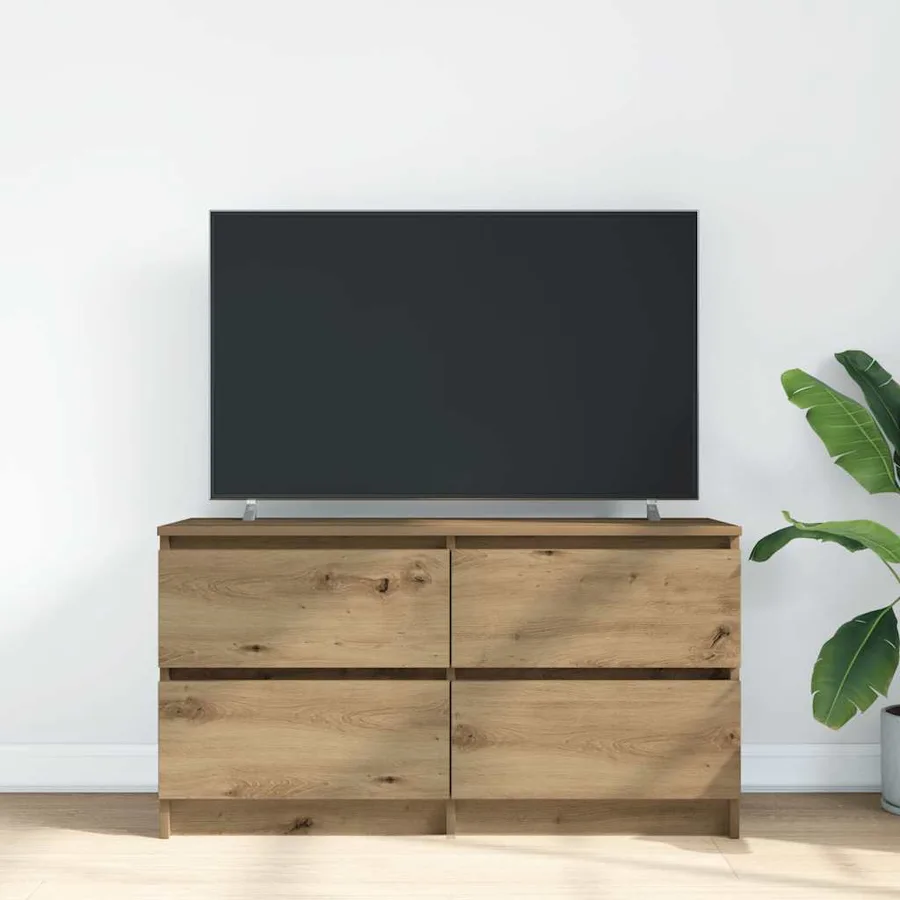 Meuble TV chêne artisanal 100x35x54 cm bois d'ingénierie - 3