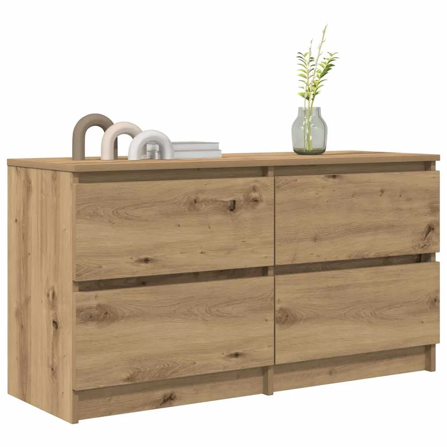 Meuble TV chêne artisanal 100x35x54 cm bois d'ingénierie - 4