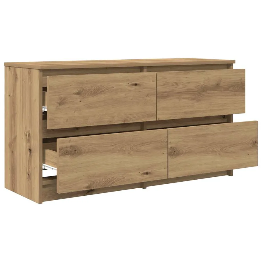 Meuble TV chêne artisanal 100x35x54 cm bois d'ingénierie - 5