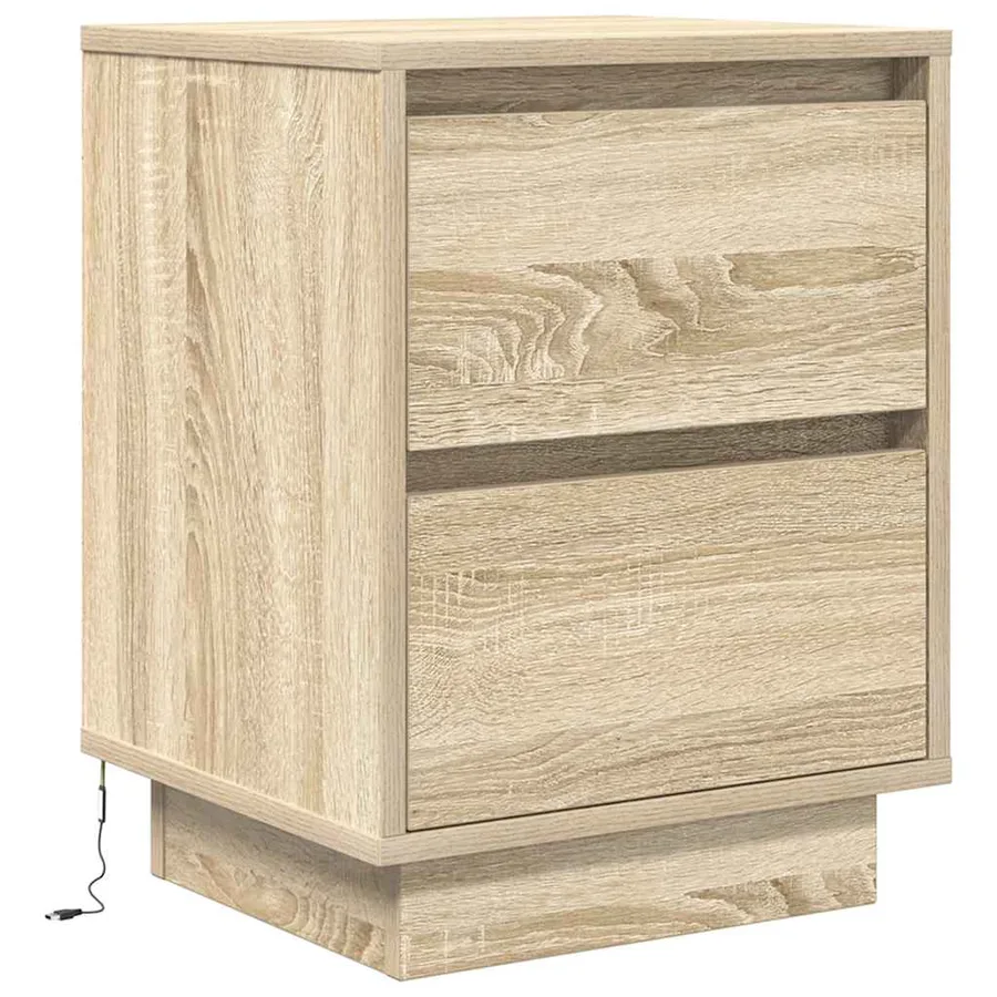 Table de chevet avec lumières LED chêne sonoma 38x34x50 cm - 3