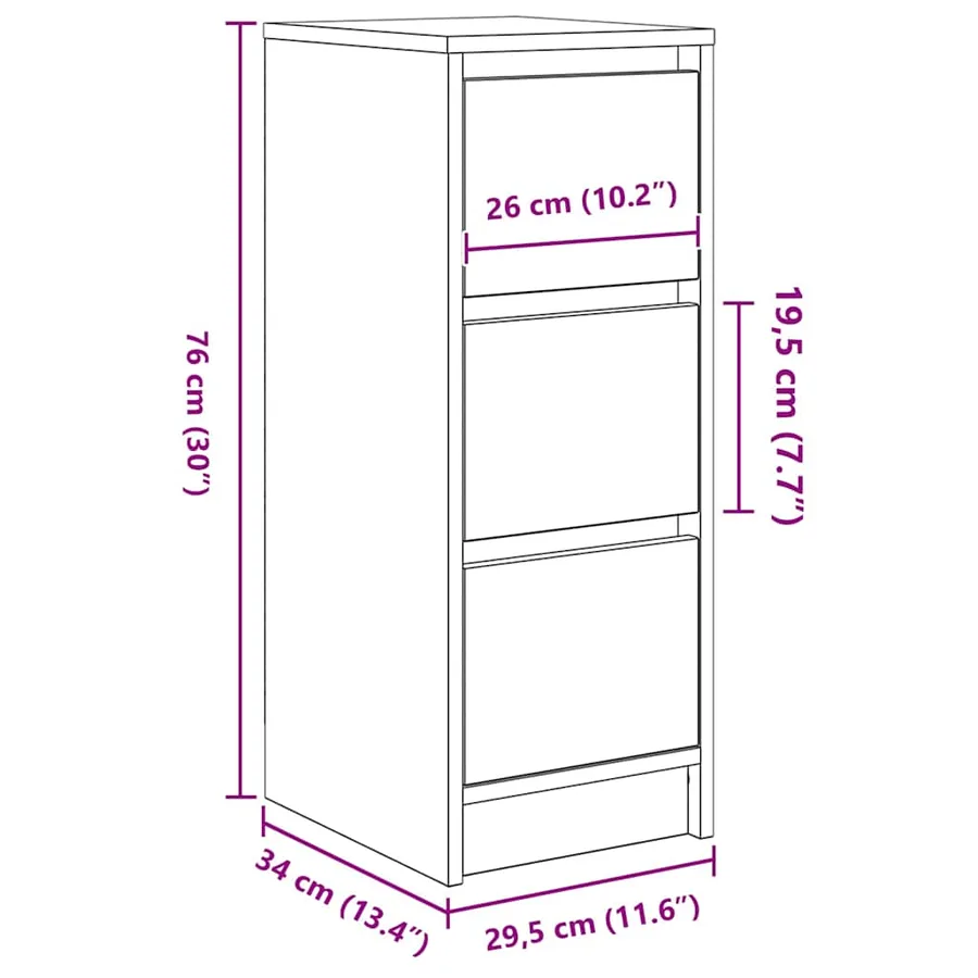 Buffet sonoma gris 29,5x34x76 cm bois d'ingénierie - 12