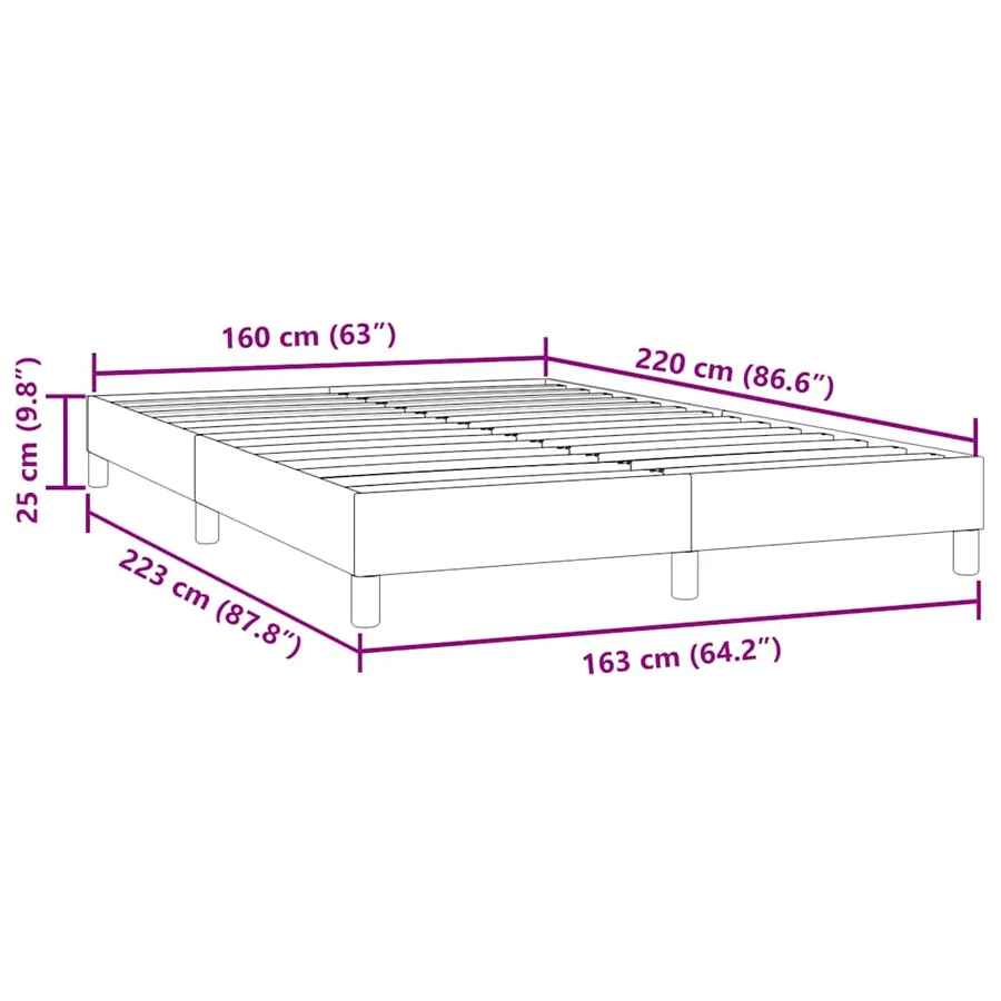 Cadre de lit sans matelas gris foncé 160x220 cm velours - 10