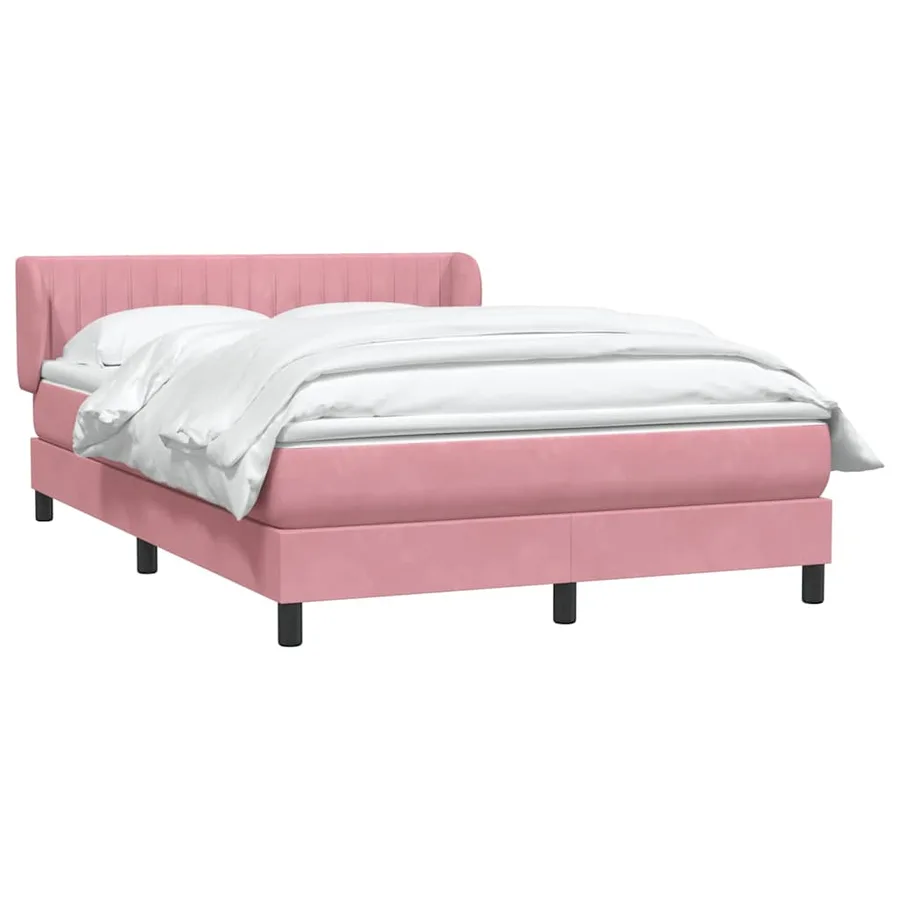 Sommier à lattes de lit avec matelas rose 140x220 cm velours - 3