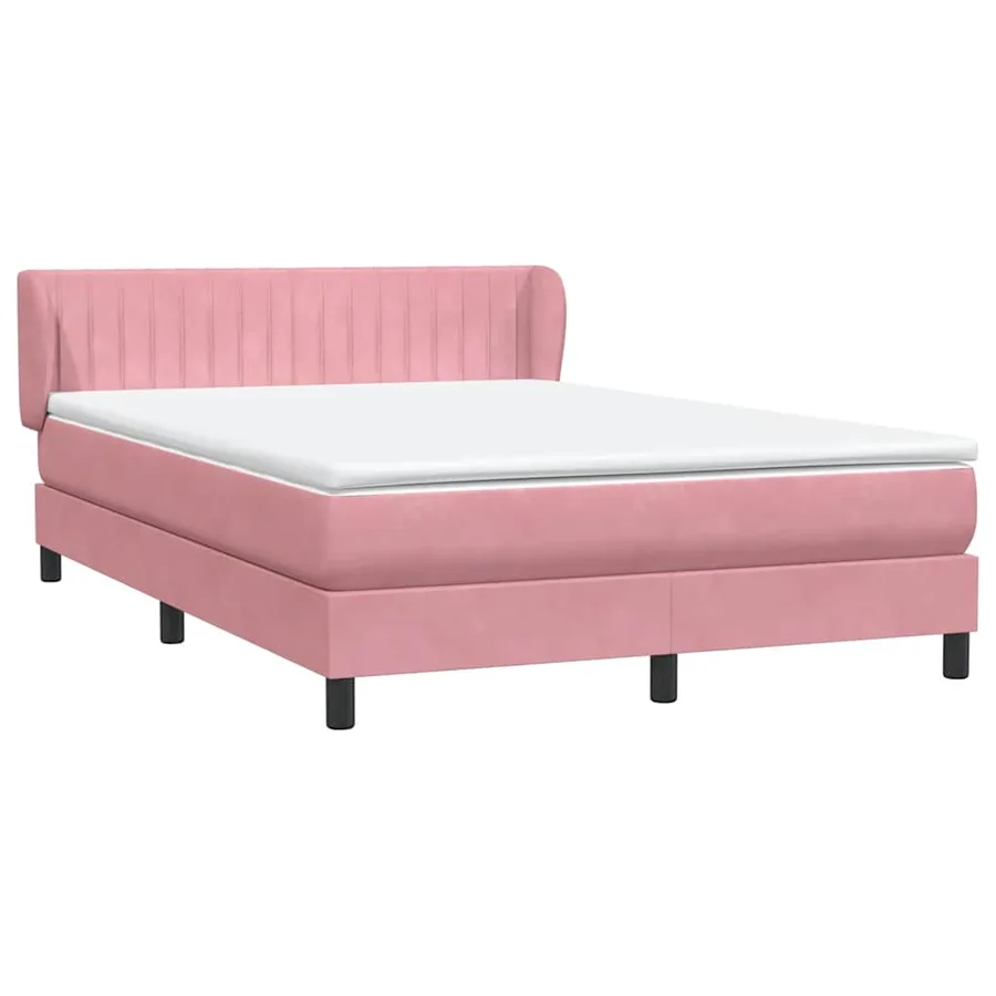Sommier à lattes de lit avec matelas rose 140x220 cm velours - 4