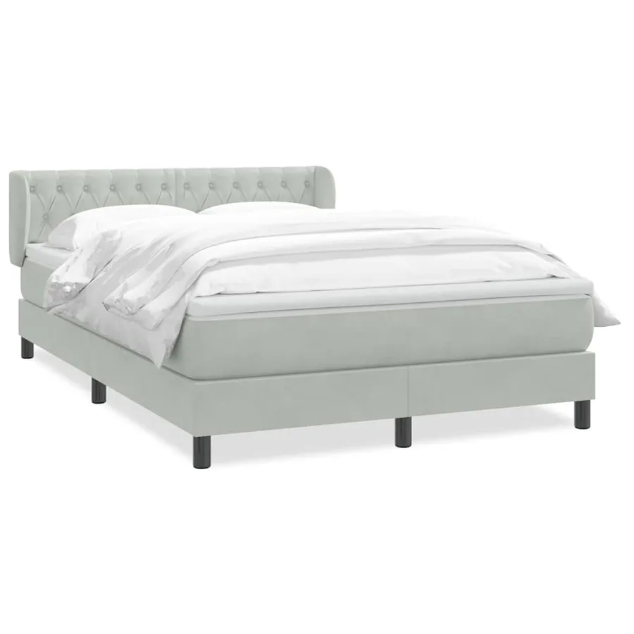 Sommier à lattes de lit et matelas gris clair 160x220cm velours - 2