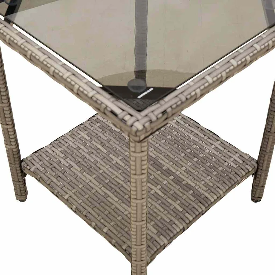 Canapé de jardin avec table et coussins en forme de L gris - 10