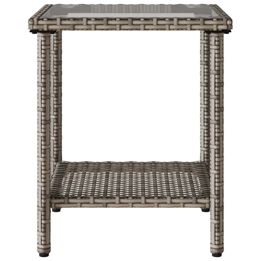Canapé de jardin avec table et coussins en forme de L gris - 8
