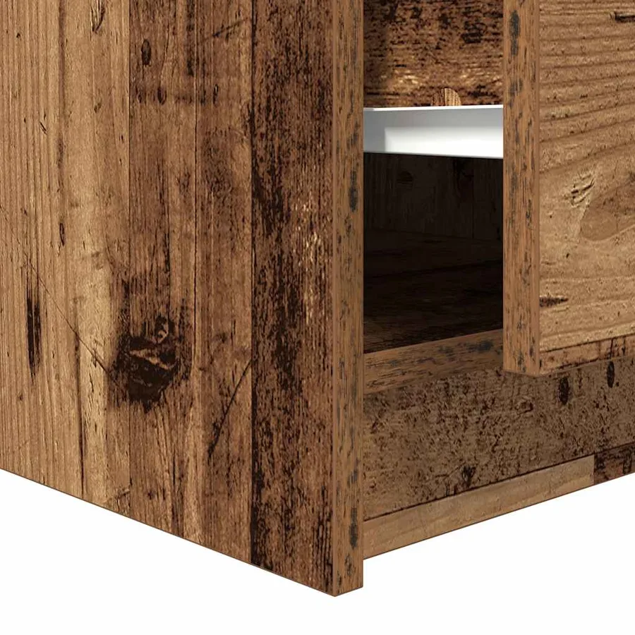 Table basse avec tiroirs vieux bois 70,5x70x40 cm - 11