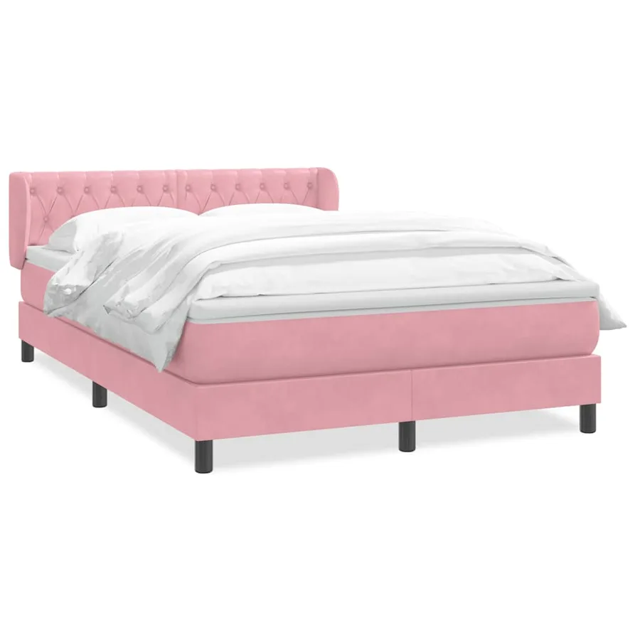 Sommier à lattes de lit avec matelas rose 160x220 cm velours - 2