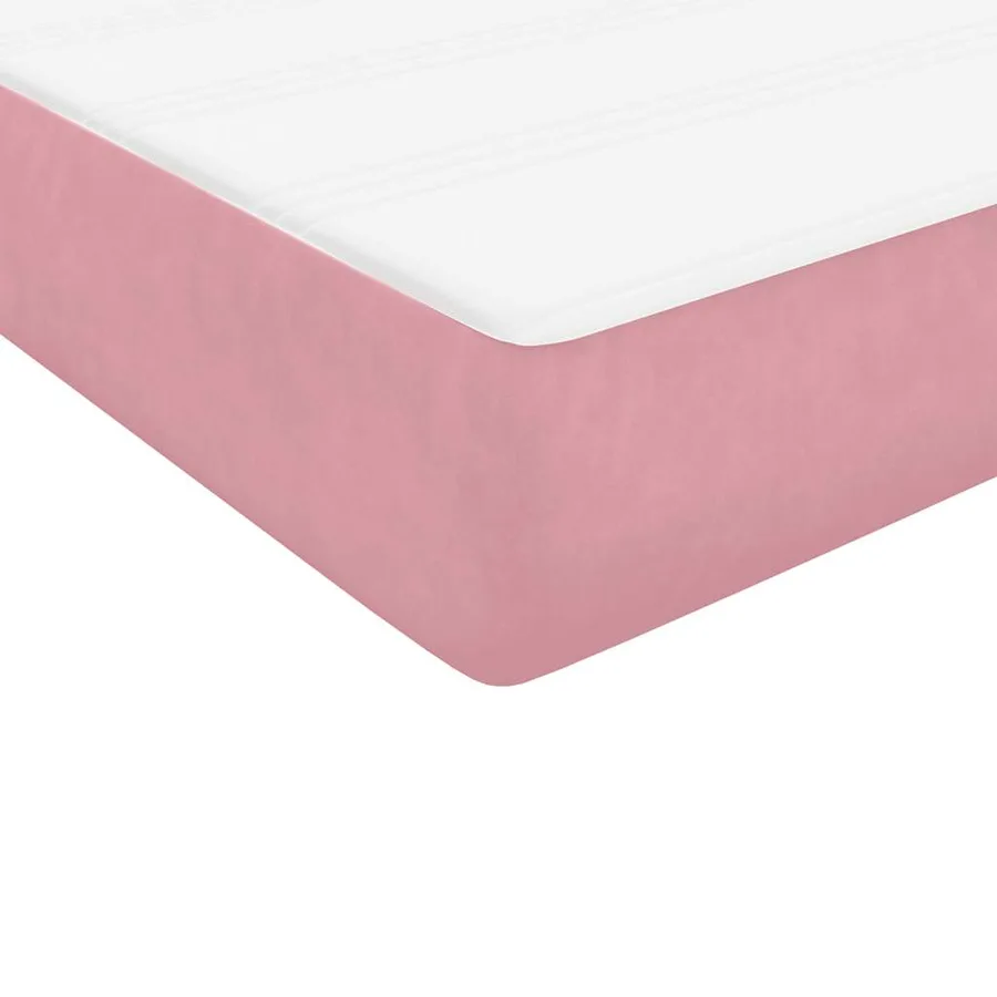 Sommier à lattes de lit avec matelas rose 160x220 cm velours - 9