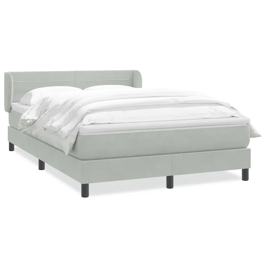 Sommier à lattes de lit et matelas gris clair 160x220cm velours - 2