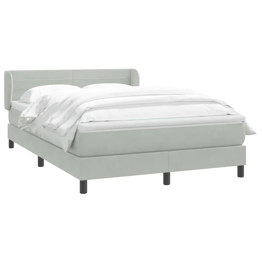 Sommier à lattes de lit et matelas gris clair 160x220cm velours - 3