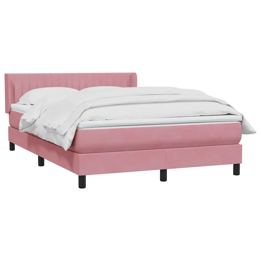 Sommier à lattes de lit avec matelas rose 140x220 cm velours - 4