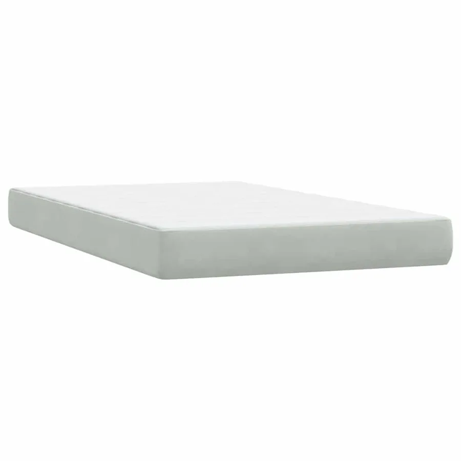 Sommier à lattes de lit et matelas gris clair 120x220cm velours - 7