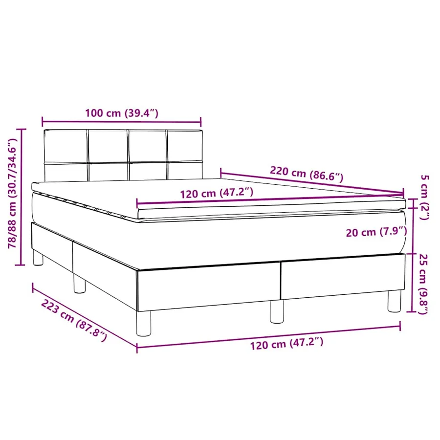 Sommier à lattes de lit et matelas gris clair 120x220cm velours - 12
