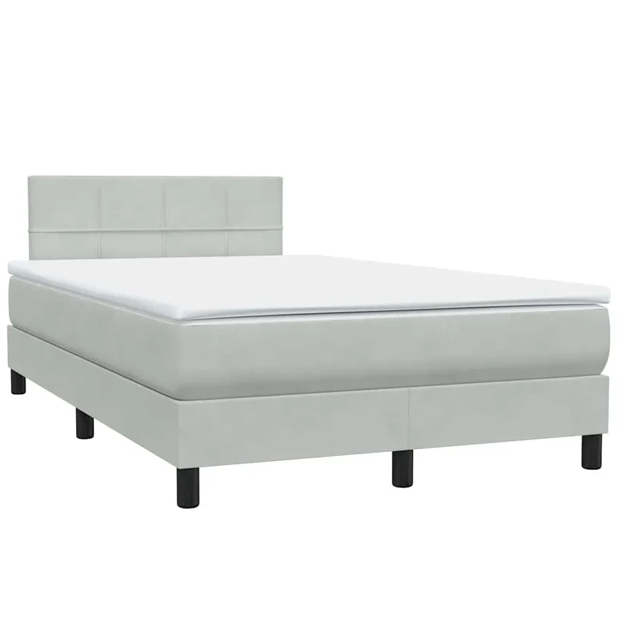 Sommier à lattes de lit et matelas gris clair 120x220cm velours - 4