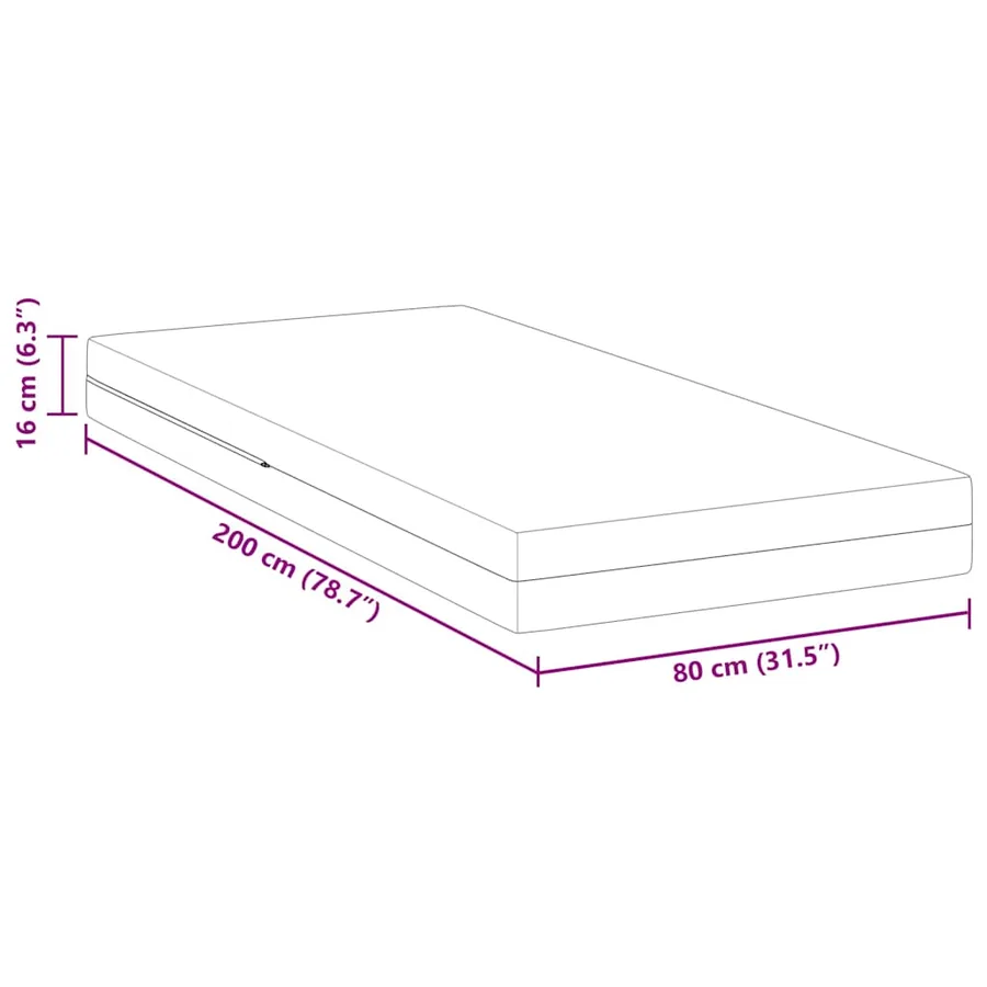 Matelas Moyennement ferme 80 x 200 cm Blanc - 11