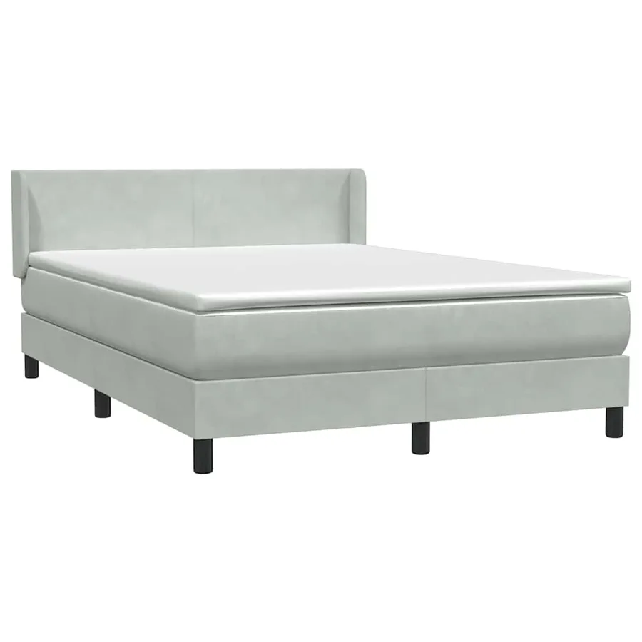 Sommier à lattes de lit et matelas gris clair 140x220cm velours - 2