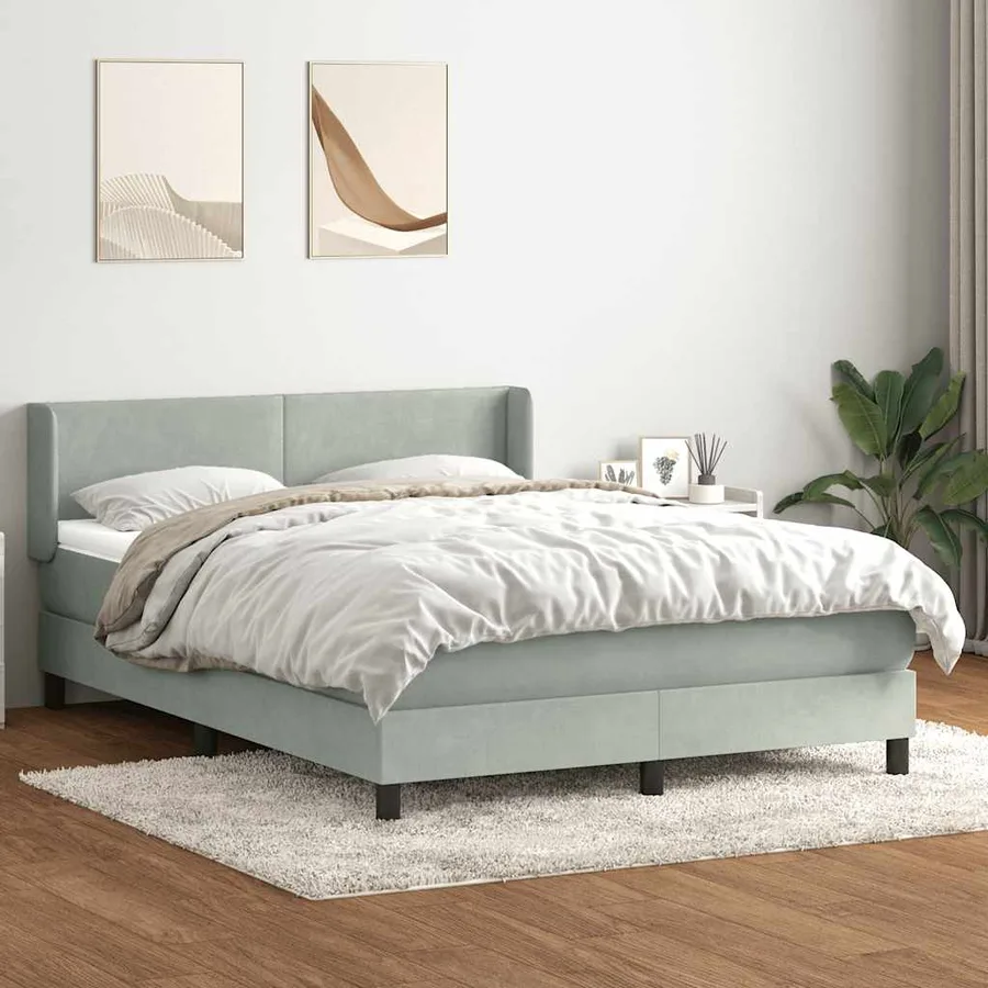 Sommier à lattes de lit et matelas gris clair 140x220cm velours - 3