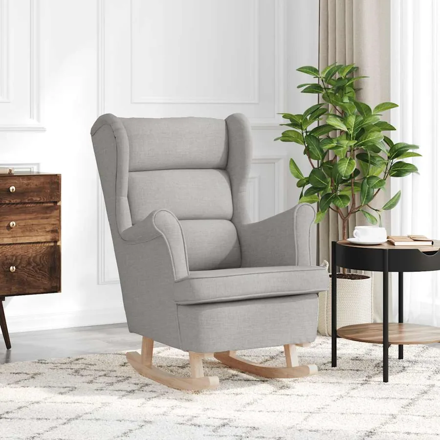 Chaise à bascule gris nuage 74x90x102 cm tissu