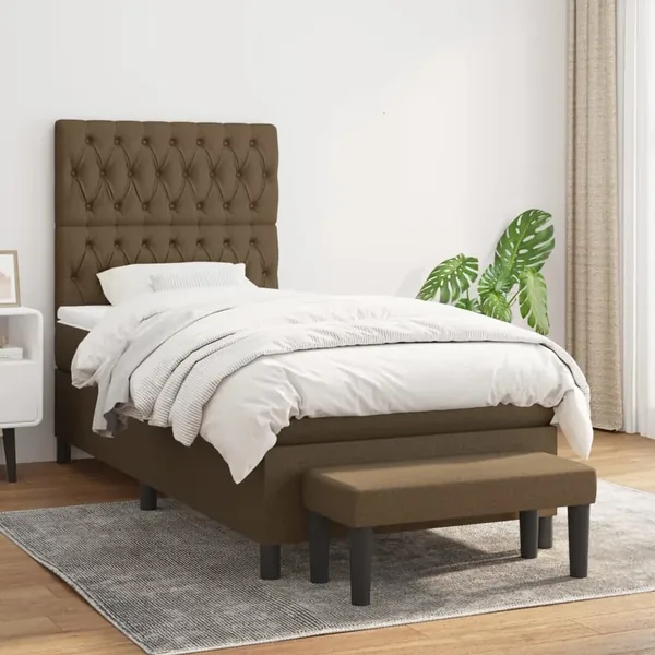 Sommier à lattes de lit avec matelas Marron foncé 90x190 cm