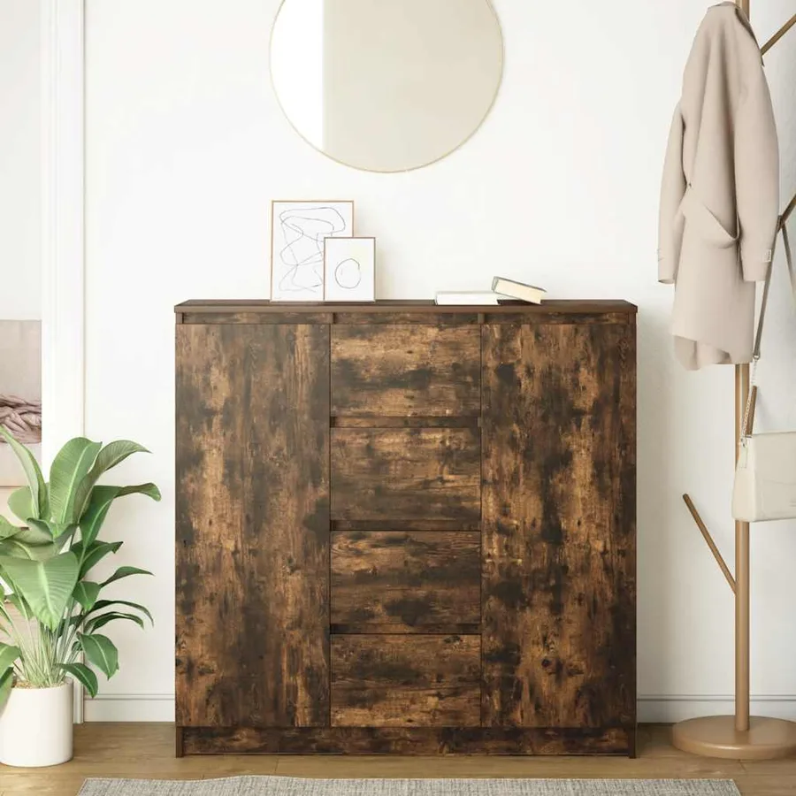 Buffet avec tiroirs chêne fumé 100,5x35x98,5 cm bois ingénierie - 3