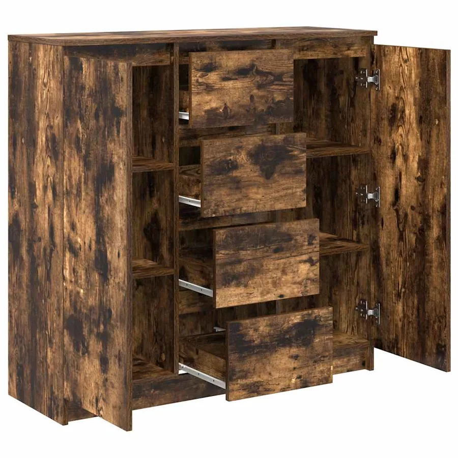 Buffet avec tiroirs chêne fumé 100,5x35x98,5 cm bois ingénierie - 5