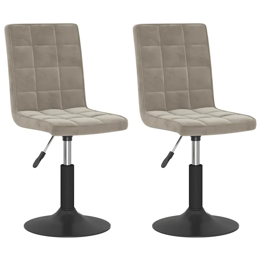 Chaises pivotantes à manger lot de 2 gris clair velours - 2