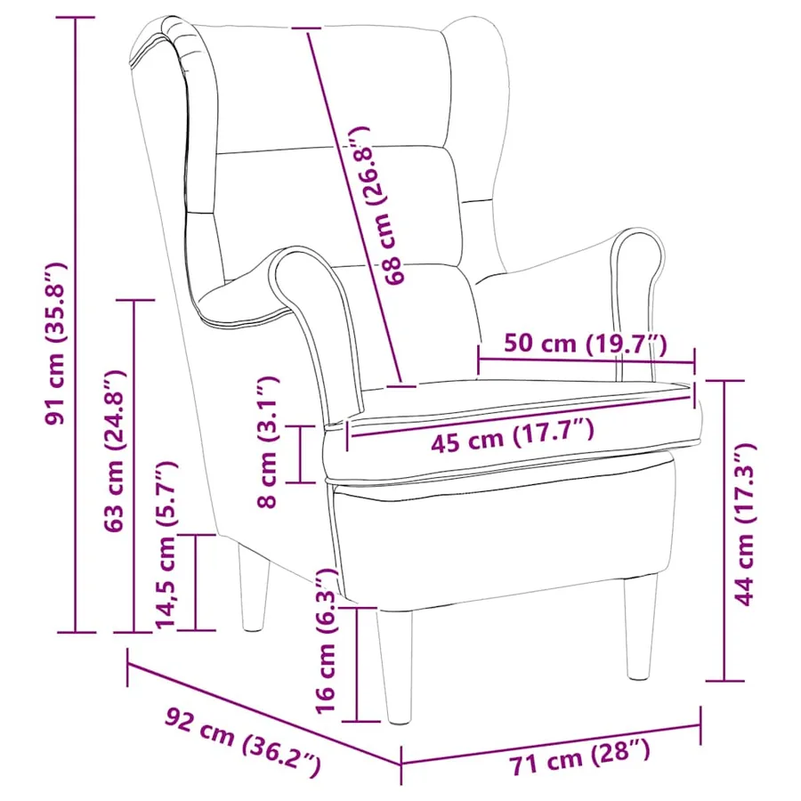 Fauteuil marron foncé 74x84x100 cm tissu - 9