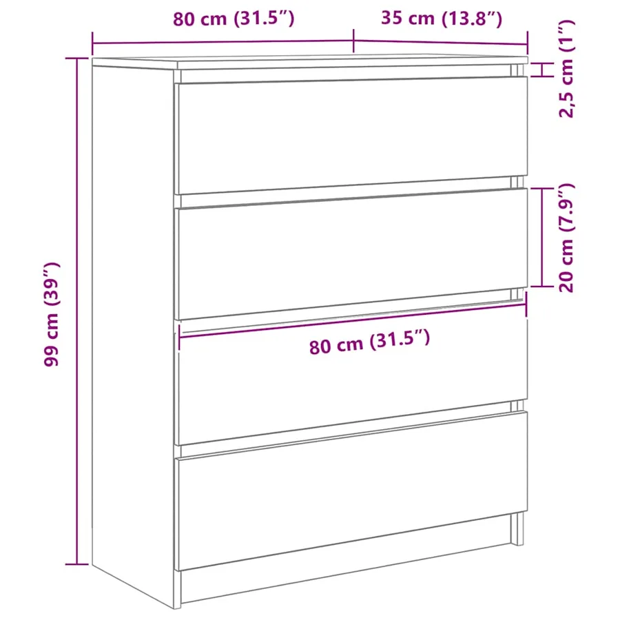 Buffet gris béton 80x35x99 cm bois d'ingénierie - 12