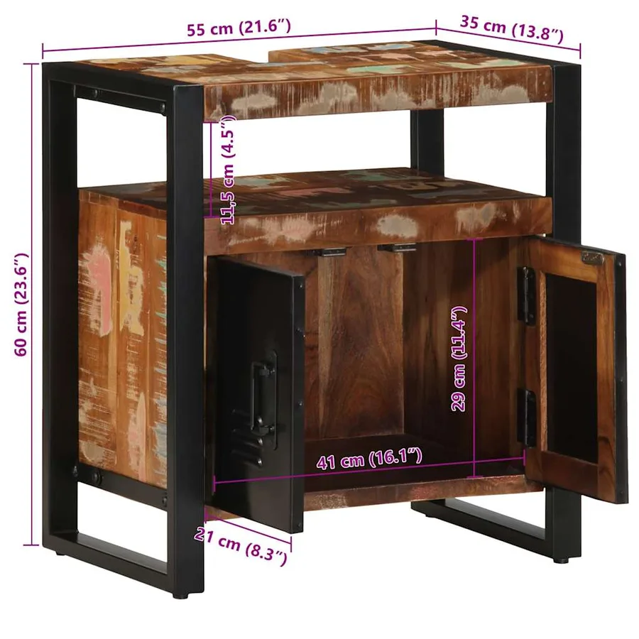 Armoire lavabo de salle de bain 55x35x60 cm - 12