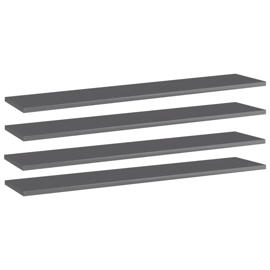 Panneaux bibliothèque 4pcs Gris brillant 100x20x1,5cm Aggloméré