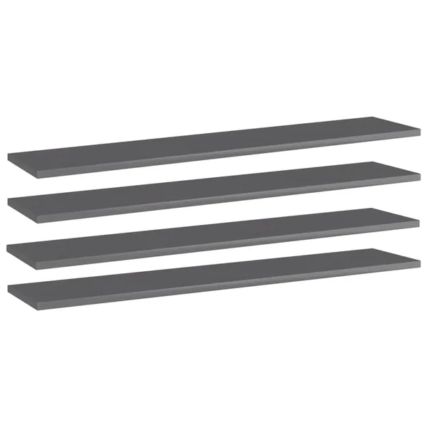 Panneaux bibliothèque 4pcs Gris brillant 100x20x1,5cm Aggloméré